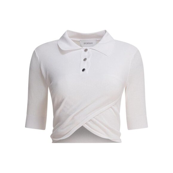 Max Mara Sportmax Cropped Short-Sleeved Polo Shirt tag size M Women - Picture 1 of 4